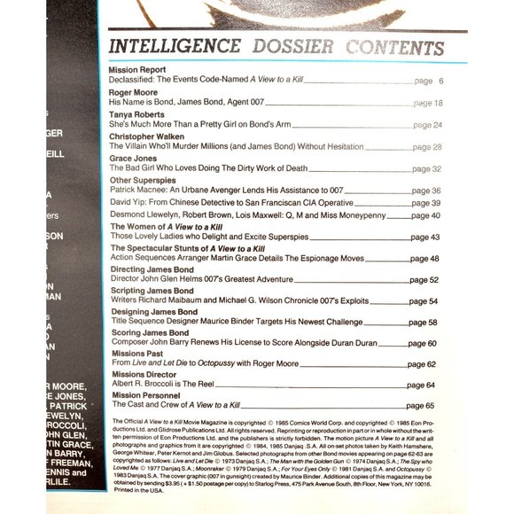 James Bond Duran Duran View To Kill Official Movie Magazine Vintage Walken Moore - Picture 3 of 13